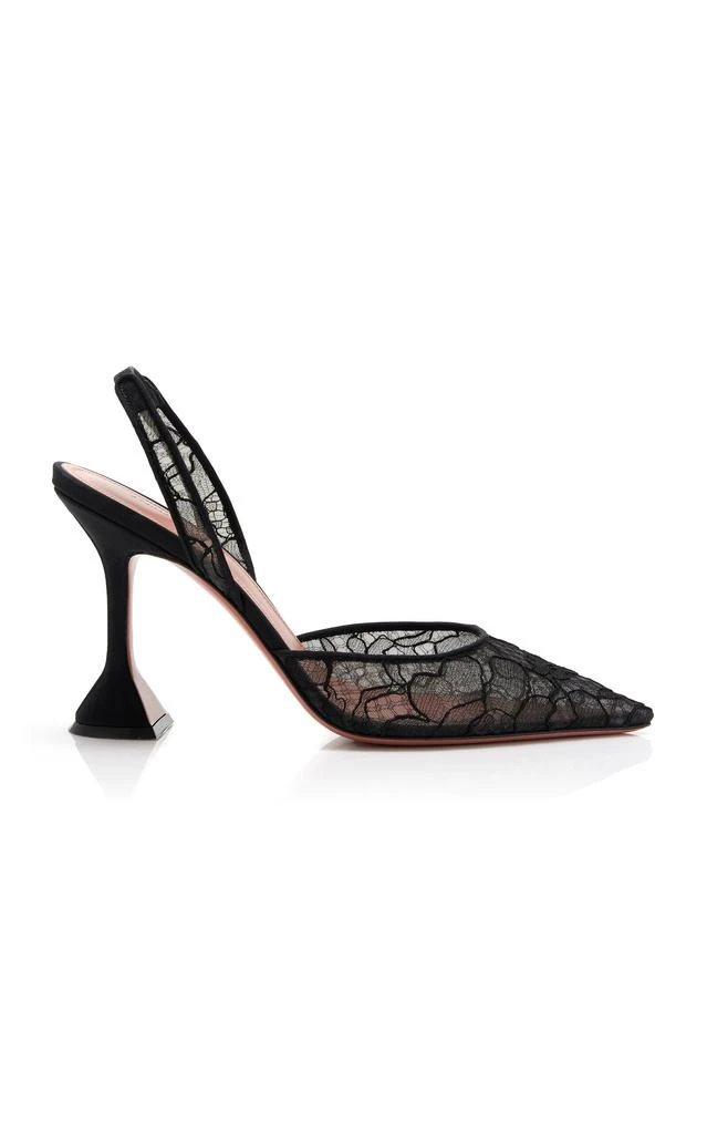 Amina Muaddi Amina Muaddi - Holli Lace Slingback Pumps - Black - IT 37 - Moda Operandi 1