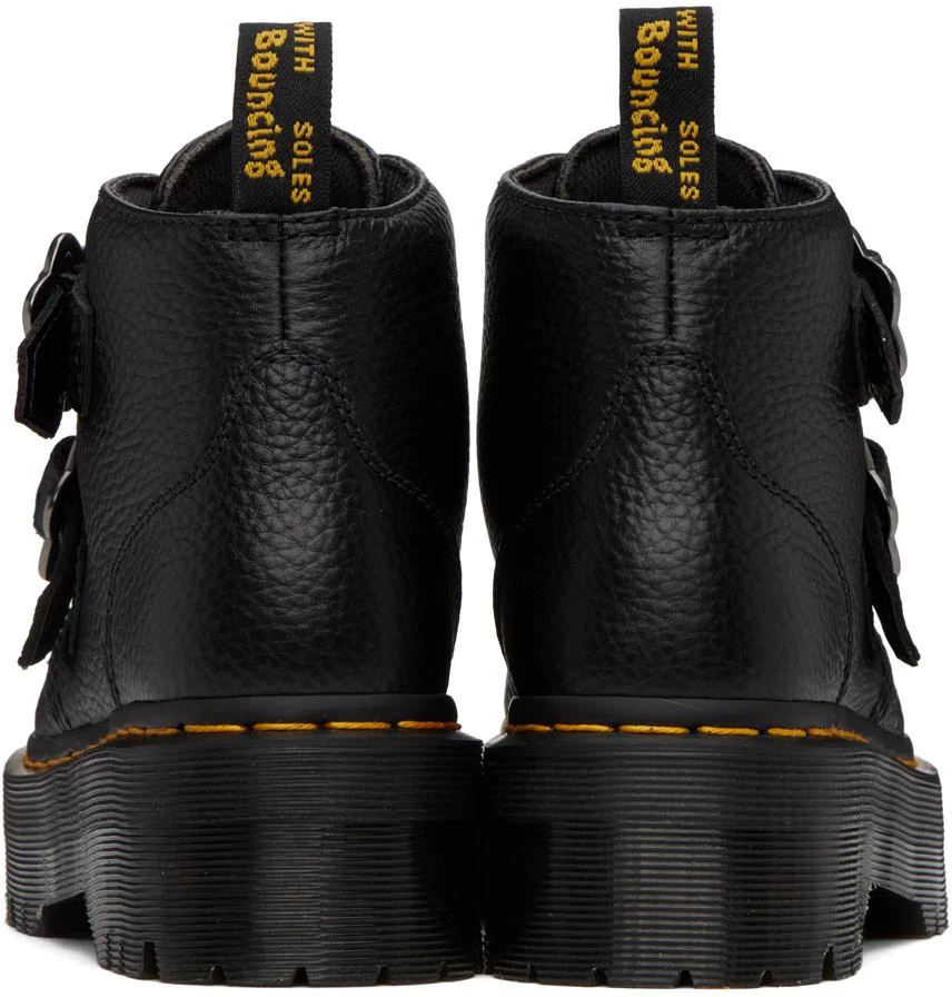 Dr. Martens Black Devon Flower Buckle Platform Boots 2