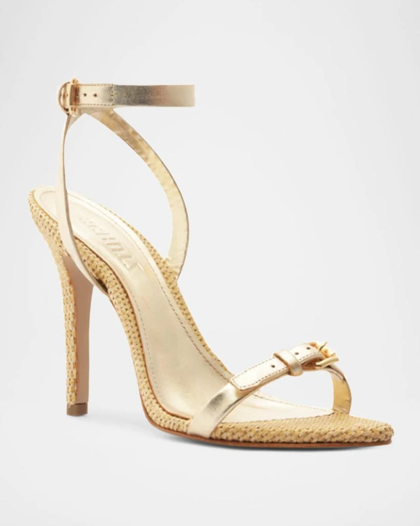Schutz Aurora Metallic Ankle-Strap Sandals 2