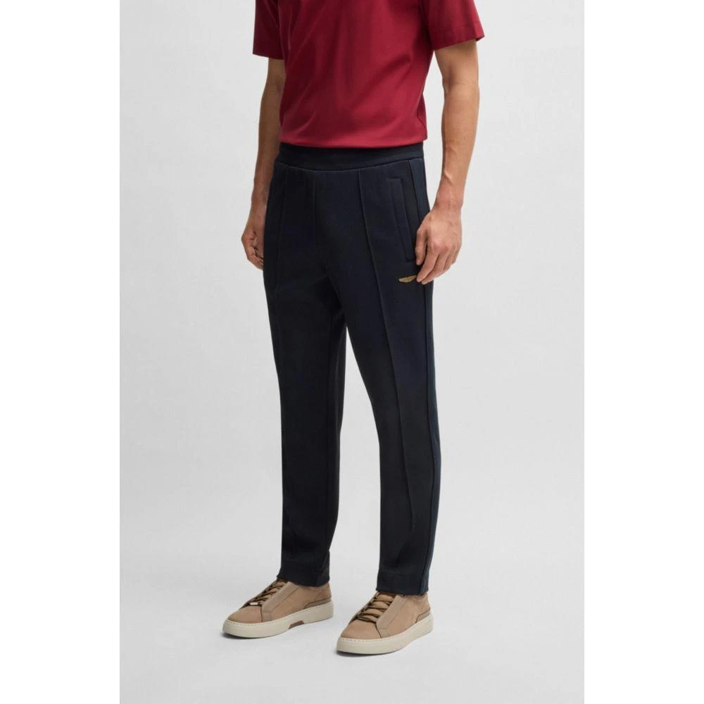 Hugo Boss x ASTON MARTIN jersey tracksuit bottoms with perforated leather stripe 3