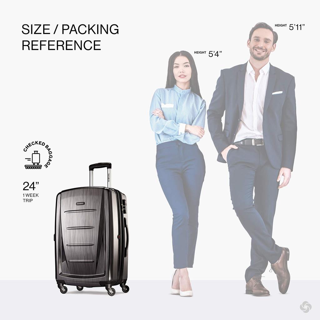 Samsonite Samsonite Winfield 2 Hardside Expandable Luggage with Spinner Wheels, Charcoal, Checked-Medium 24-Inch