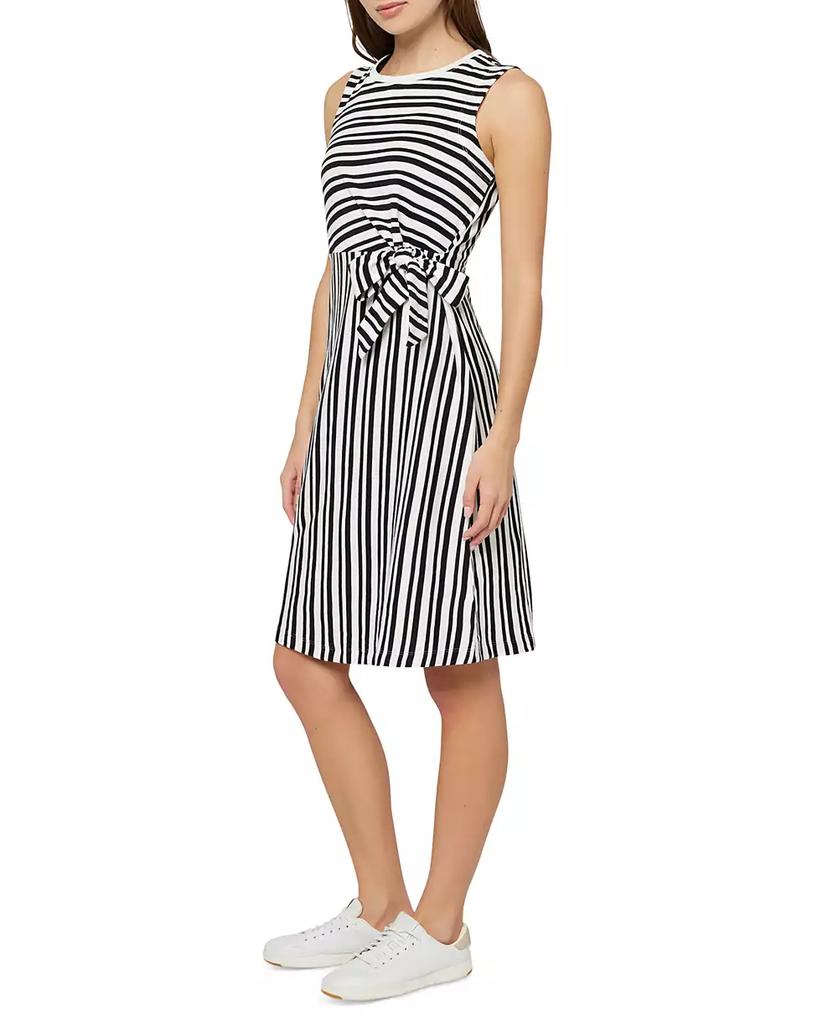 Three Dots Women's Karen Cotton Striped Side-Tie Dress