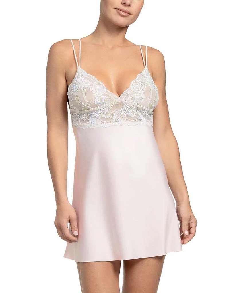 In Bloom Lace Trim Satin Chemise 1