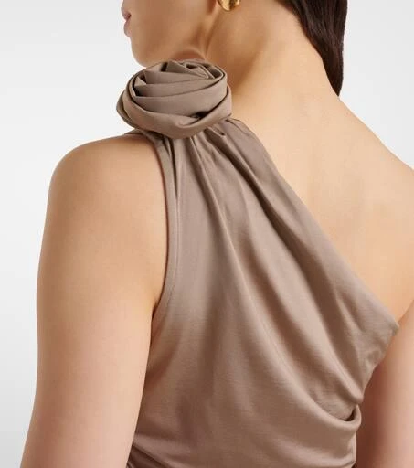 Magda Butrym Floral-appliqué one-shoulder ruched top 5