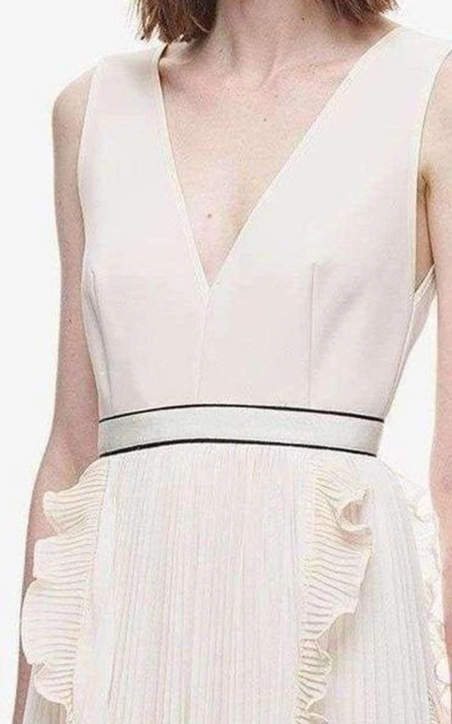 Self Portrait V-Neck Dress with Fluted Pleats 3