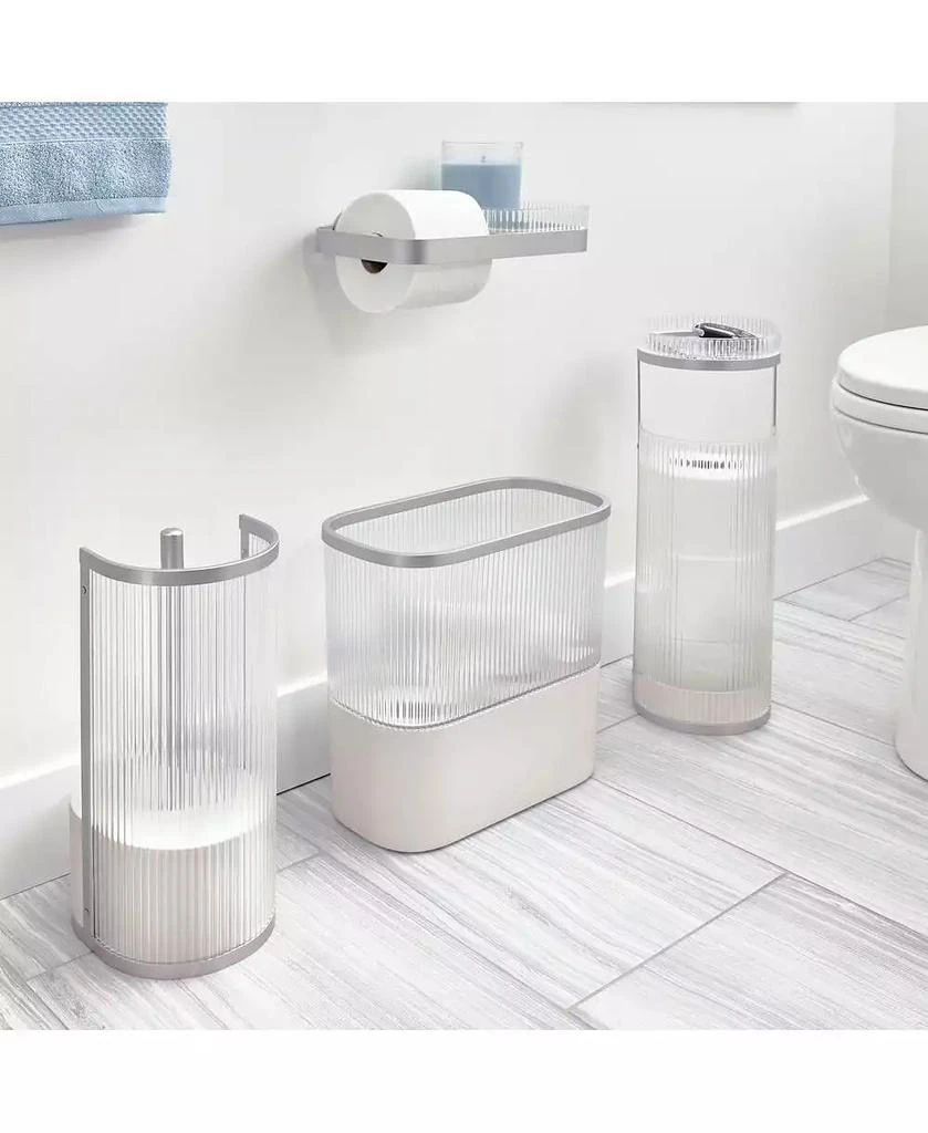 iDesign Plastic Bathroom Trash Can with Storage for Toiler Paper - Clear/Satin 5