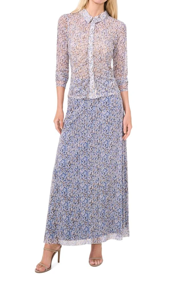 Halogen Print Mesh Button-Up Shirt 4