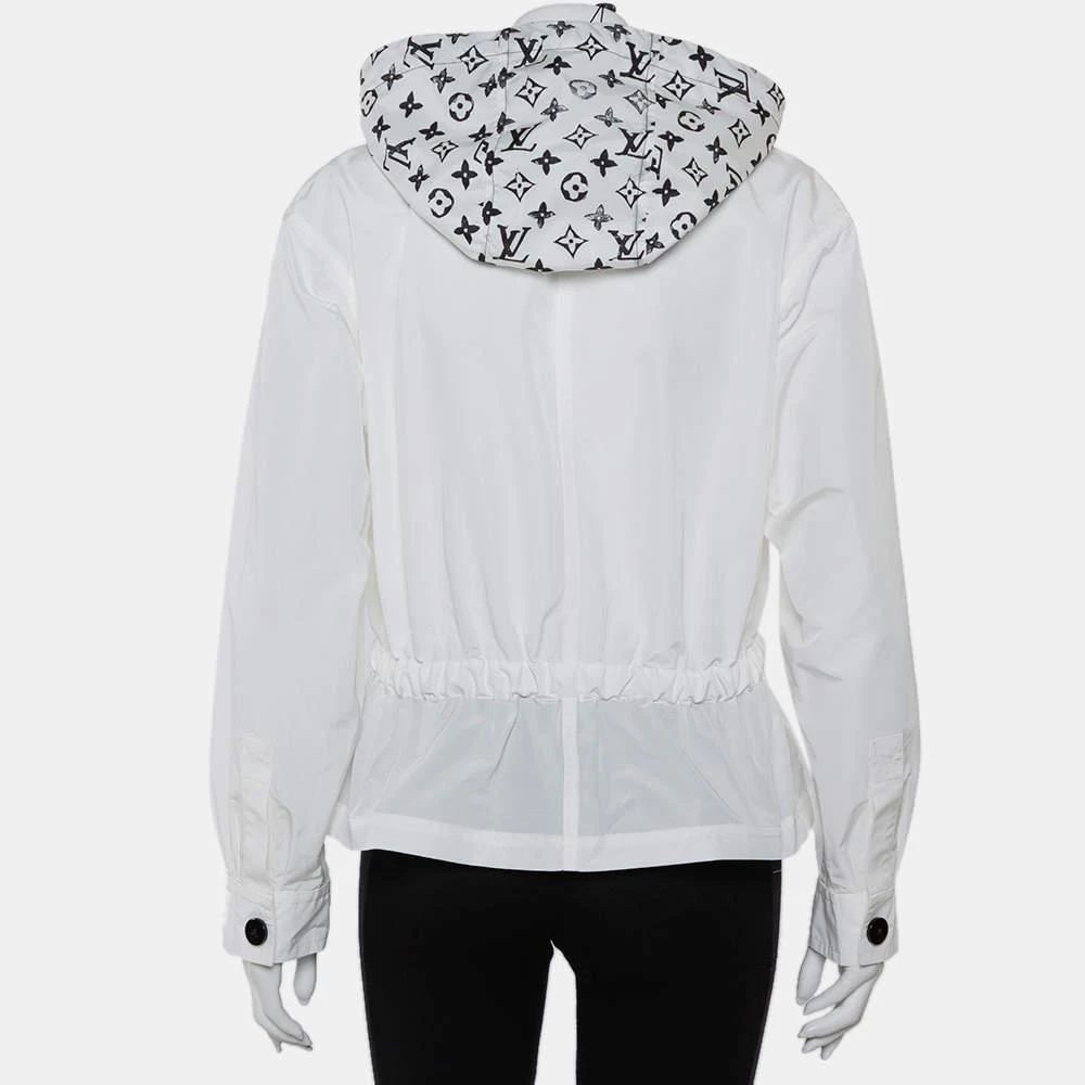 Louis Vuitton Louis Vuitton White Synthetic Logo Printed Hood Detail Belted Parka Jacket M 4