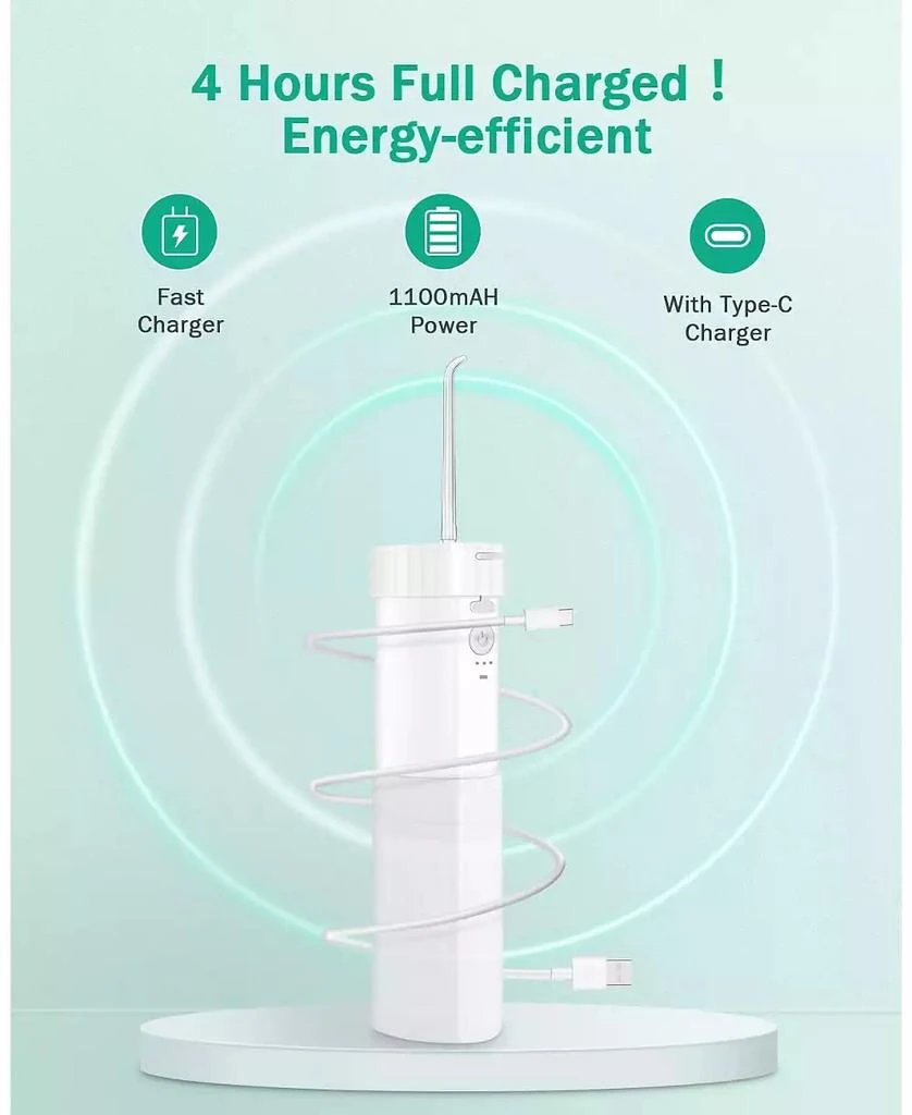 HEATDAZ Portable Water Flosser - 4 Nozzle Types, 3 Modes, IPX7 Waterproof, 1100mAh Battery, Essential for Travel Oral Care 2