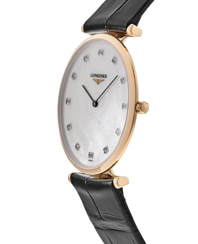 Longines Longines La Grande Classique Quartz Mother of Pearl Diamond Dial Black Leather Strap Women's Watch L4.709.1.88.2 3
