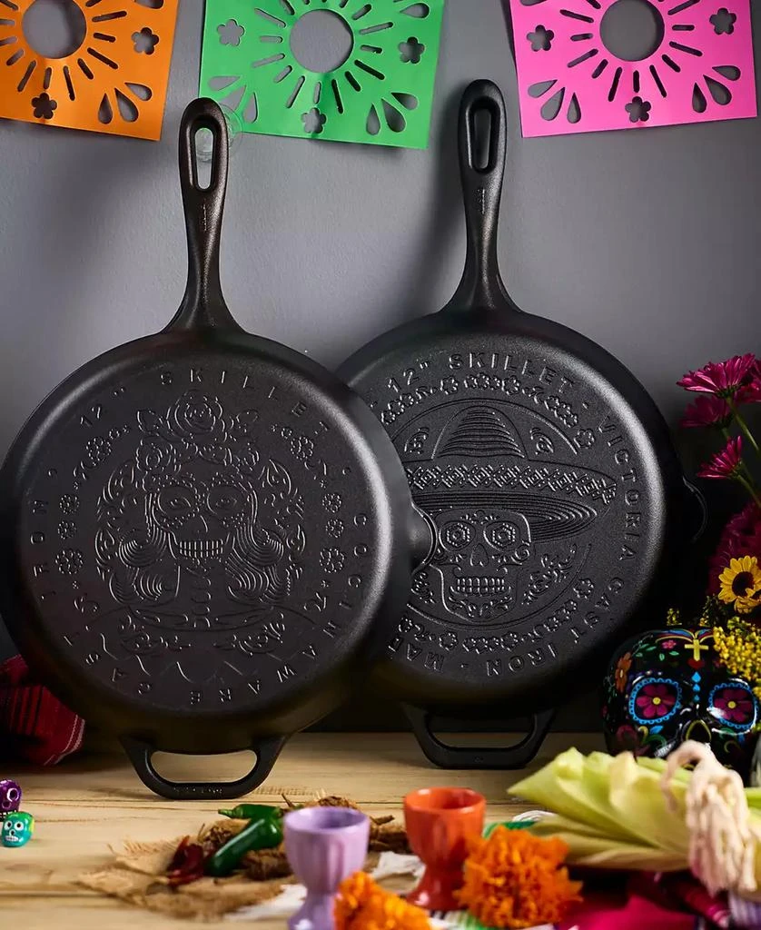Victoria Cast Iron 12" Skillet with Helper Handle 2