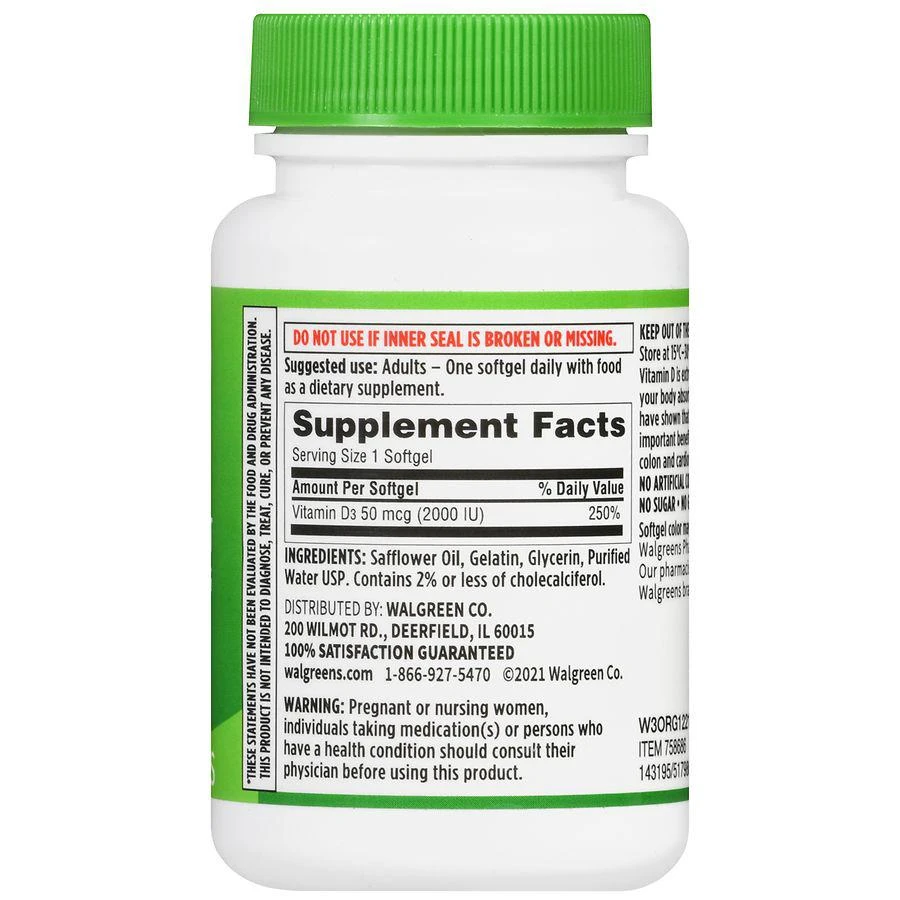 Walgreens Vitamin D3 50 mcg Softgels (220 days) 3