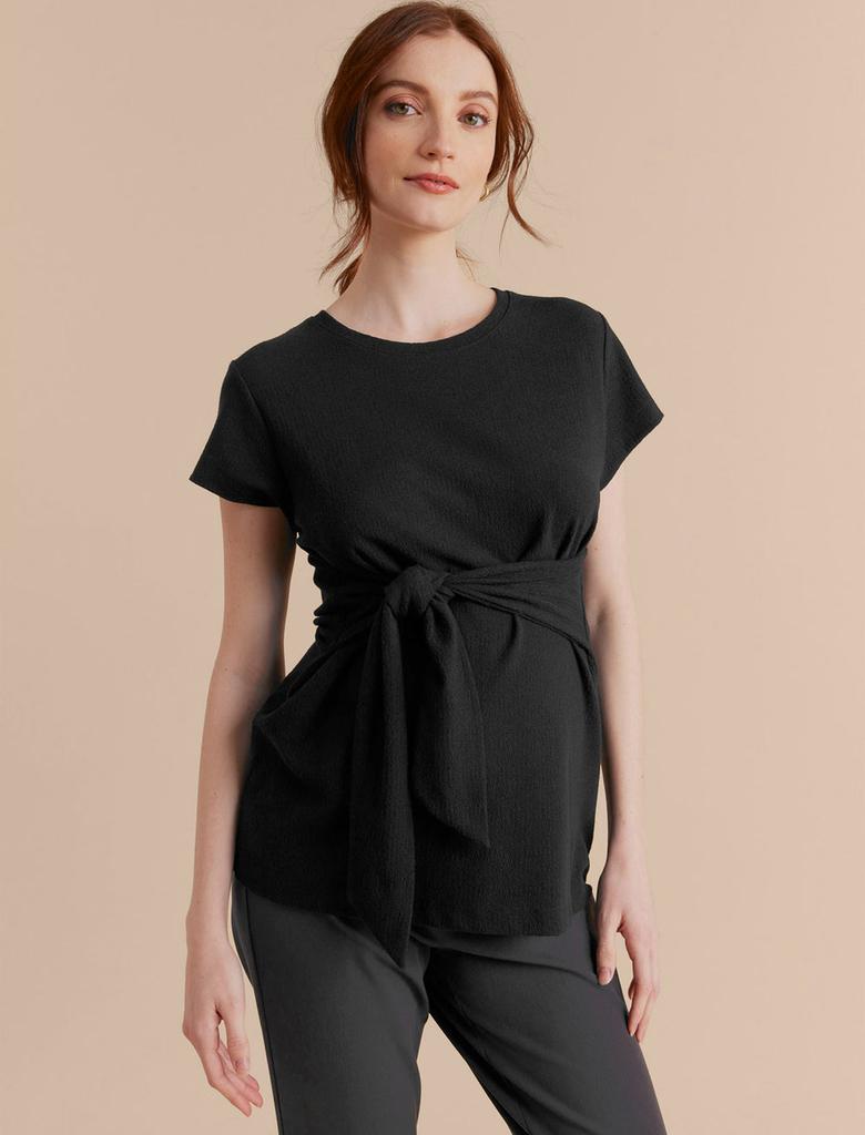 A Pea in the Pod Tie Front Textured Maternity Top