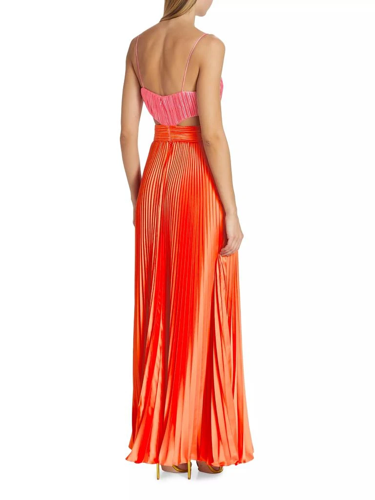 AMUR Elodie Satin Colorblock Pleated Gown 5