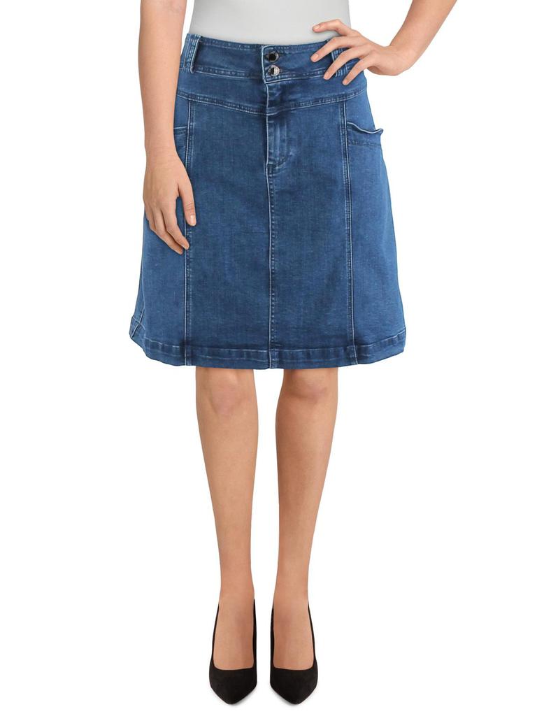 City Chic Plus Womens Mini Jean Denim Skirt