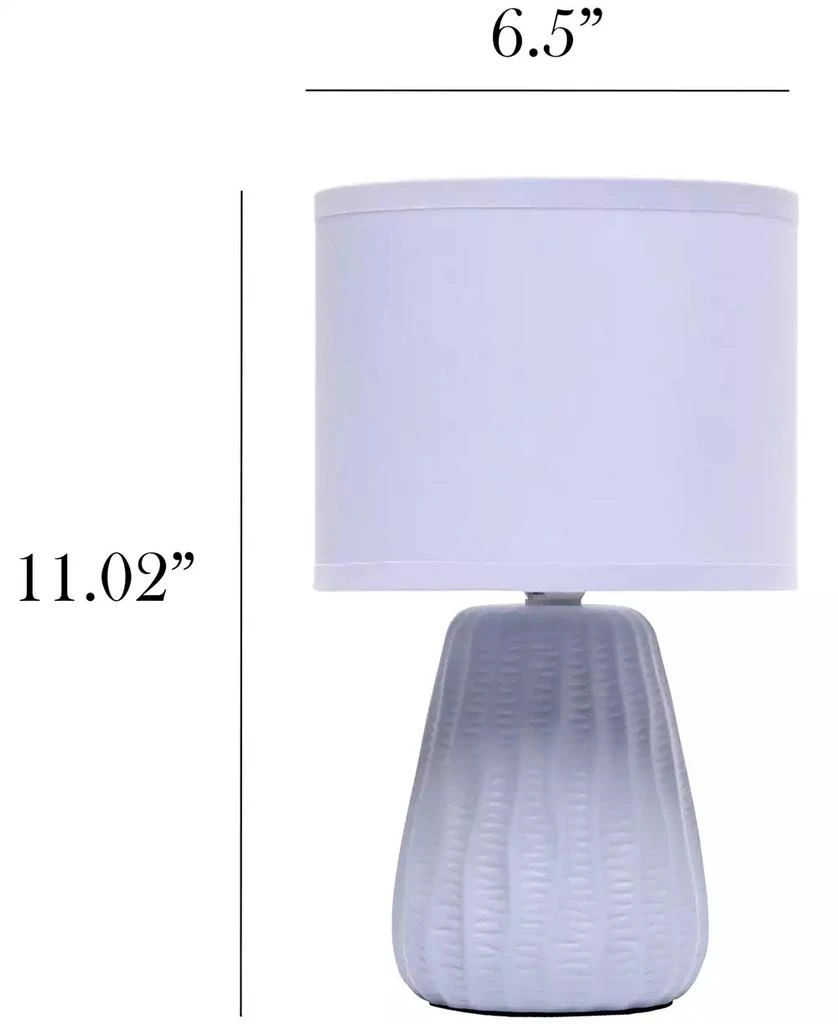 Simple Designs 11.02" Traditional Mini Modern Ceramic Texture Pastel Accent Bedside Table Desk Lamp with Matching Fabric Shade 33