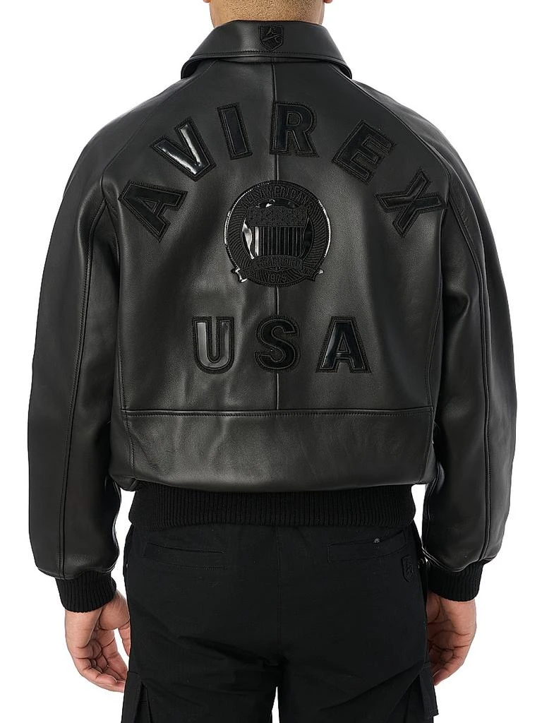 Avirex Black Icon Leather Bomber Jacket 7