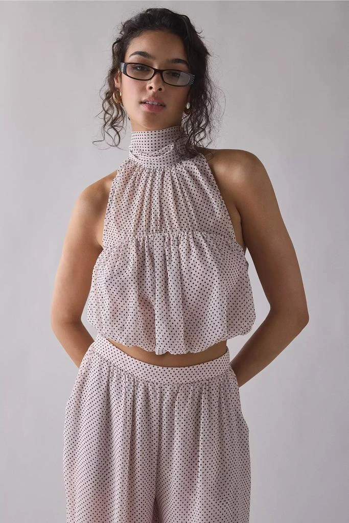 AFRM AFRM Laramie Mauve Pin Dot High Neck Halter Top