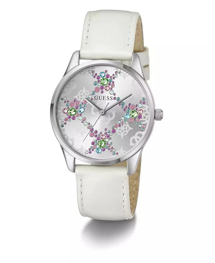 GUESS Women's Analog White Genuine Leather Watch, 36mm 6