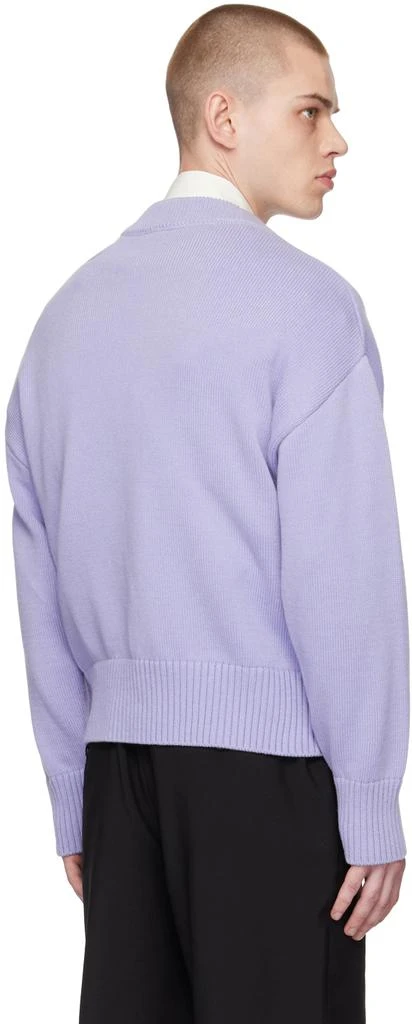 AMI Paris SSENSE Exclusive Purple Ami de Cœur Cardigan 3