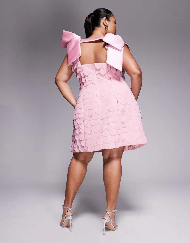 ASOS LUXE ASOS LUXE Curve bow shoulder disc mini dress in light pink - PINK 3
