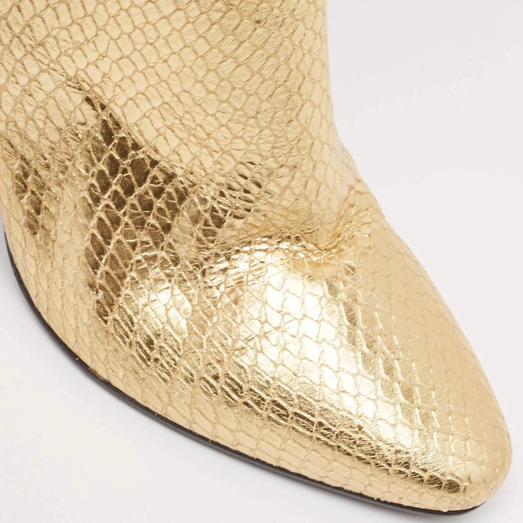 Yves Saint Laurent Saint Laurent Gold Python Embossed Leather Lily Knee Length Boots Size 35 8