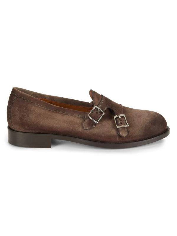 Saks Fifth Avenue Suede Double Mock Strap Loafers 1