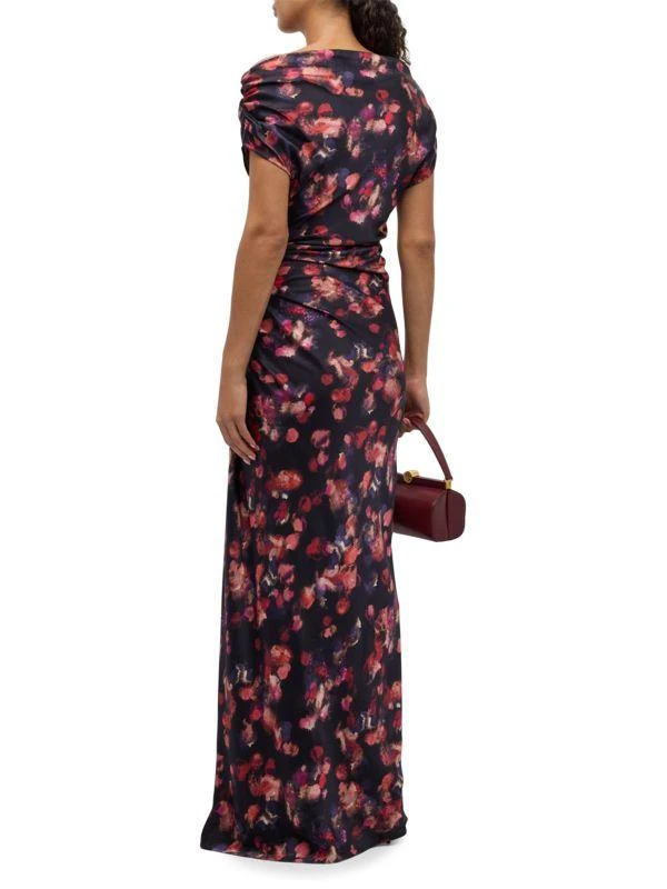 A.L.C. Poppy Printed Draped Silk-Blend Gown 2