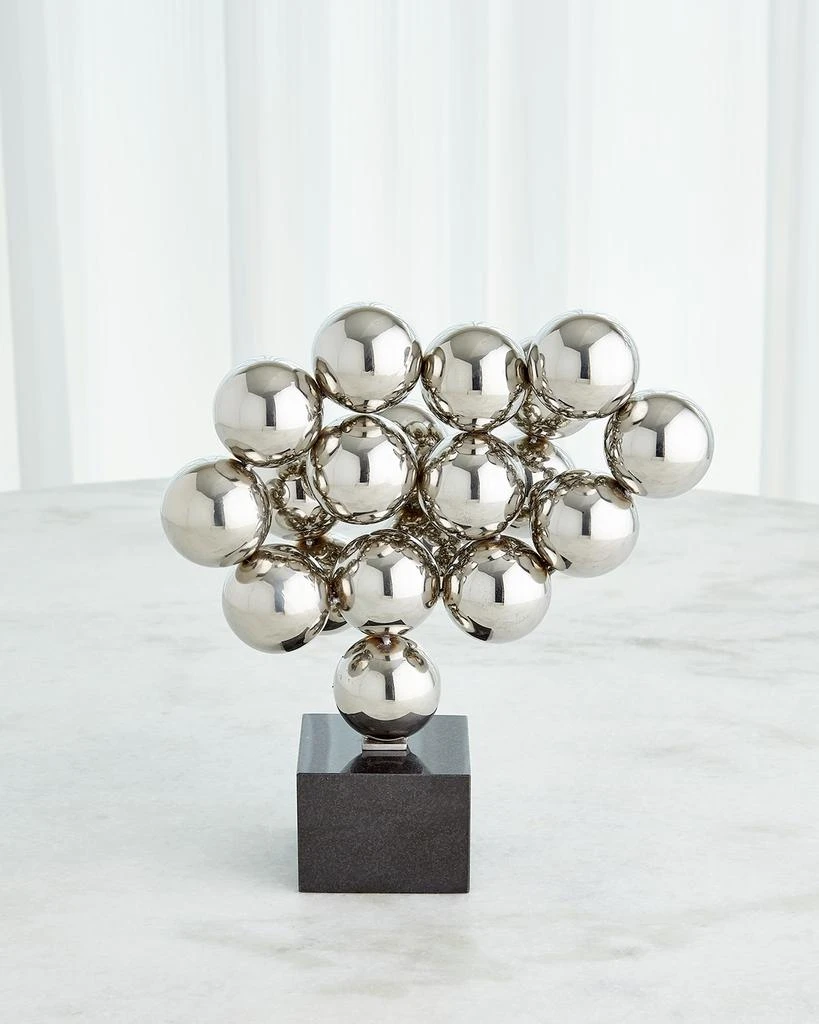 Global Views Sphere Sculpture, Nickel With Black Granite 1