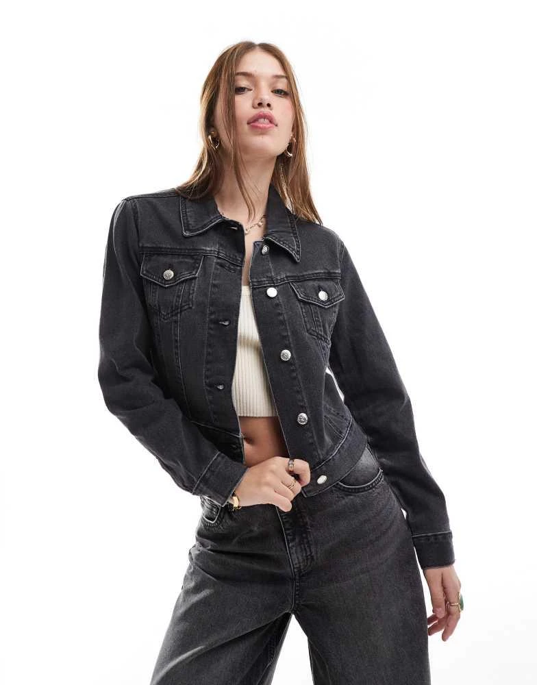 Miss Selfridge Miss Selfridge denim girlfriend jacket in black wash 1