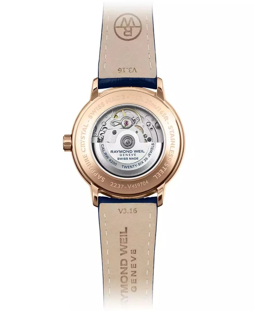 Raymond Weil Men's Swiss Automatic Maestro Blue Leather Strap Watch 39.5mm 2