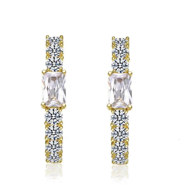 Rachel Glauber 14k Gold Plated with Colored Cubic Zirconia Inside-Out Hoop Earrings 2