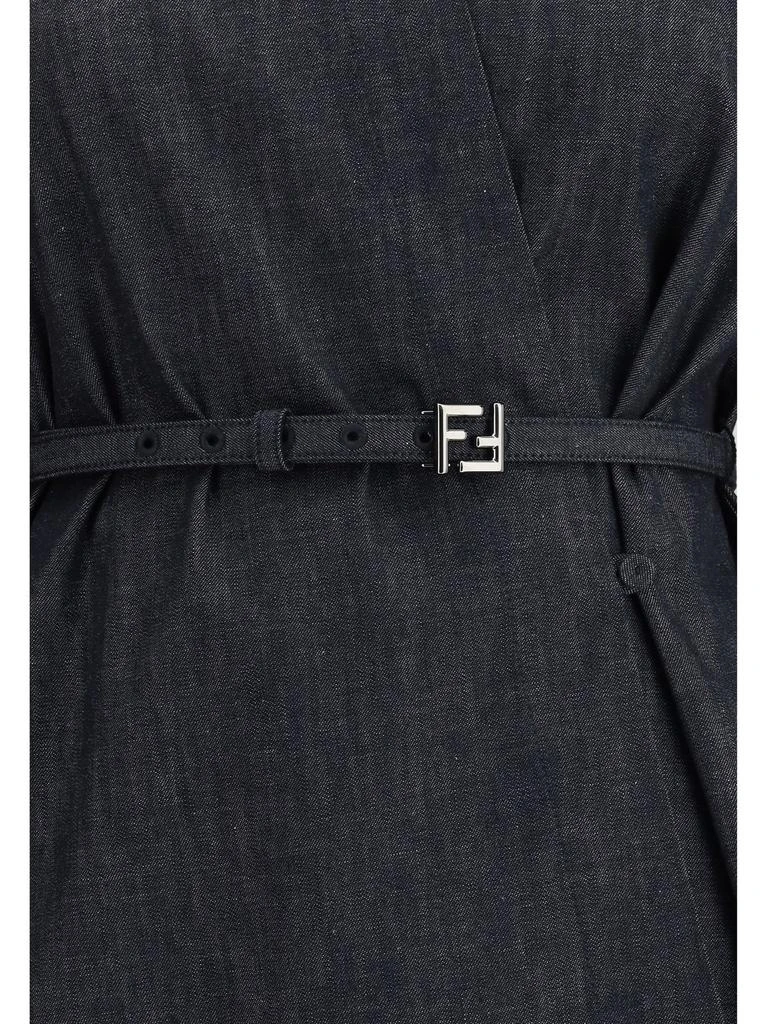 Fendi Fendi Asymmetrical Cross-Over Fasten Belted Shirt Dress 3