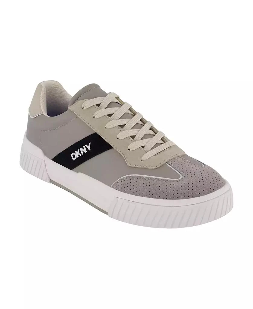 DKNY Men's Side Logo Perforated Two Tone Branded Sole Racer Toe Sneakers 1