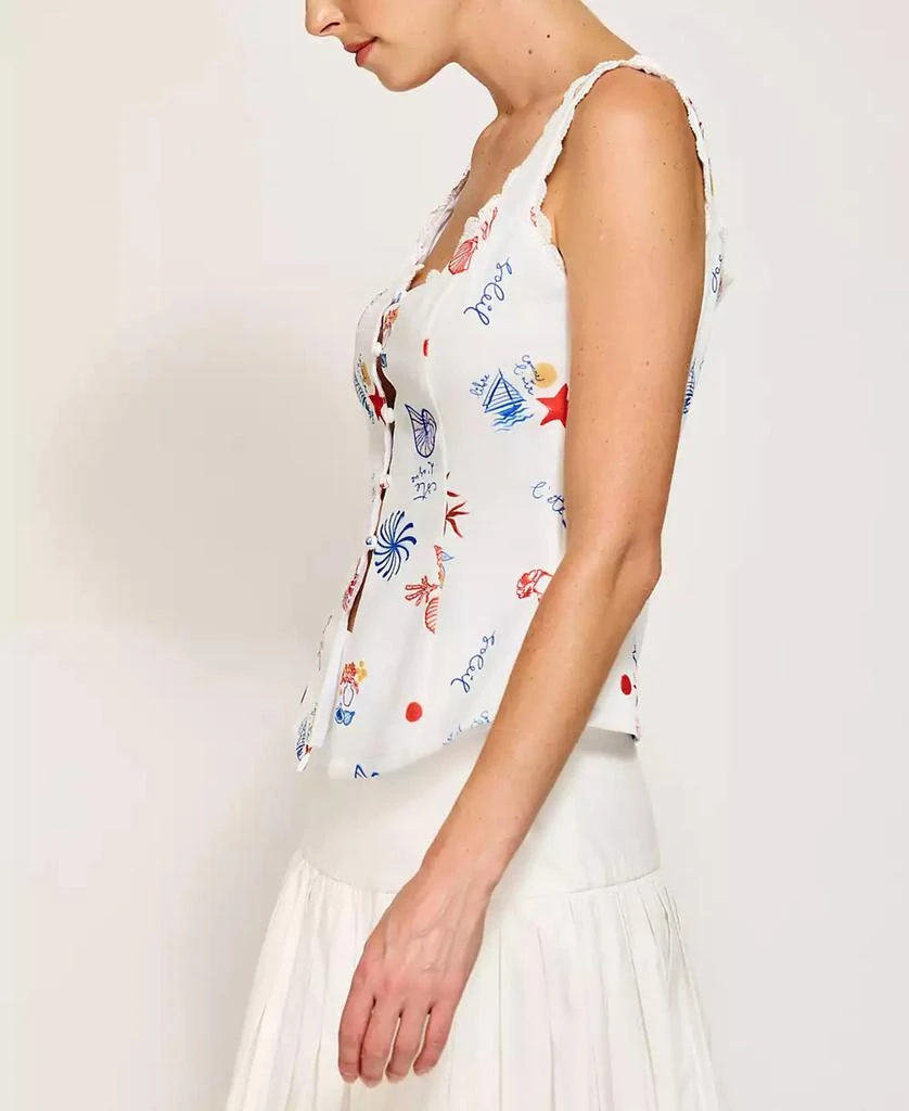 Line & Dot Women's Reeta Square-Neck Top Button-Front Top 3