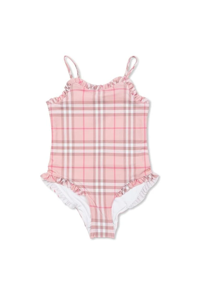 Burberry Burberry Kids Ruffle Trim Checked Swimsuit