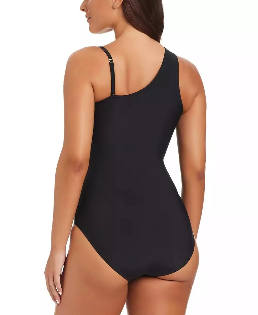 Beyond Control Women's Faux-Leather One-Shoulder One-Piece Swimsuit 4