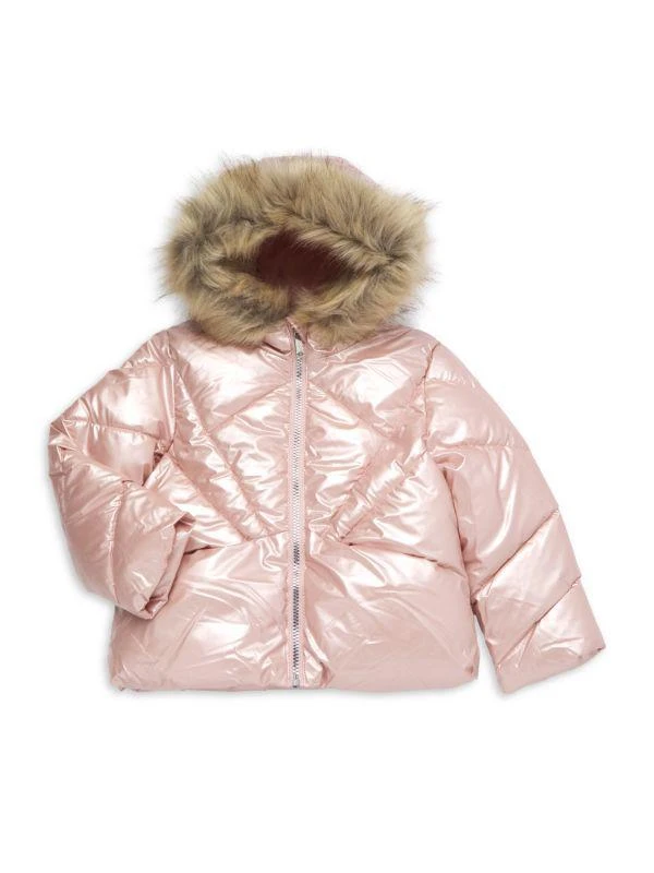 Sam Edelman Little Girl's Faux Fur Trim Puffer Hooded Jacket 1