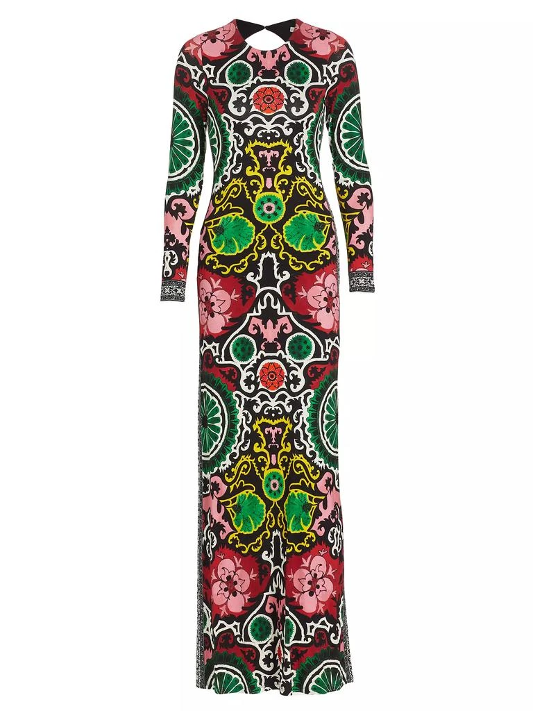 Alice + Olivia Delora Floral Damask Open-Back Maxi Dress 1