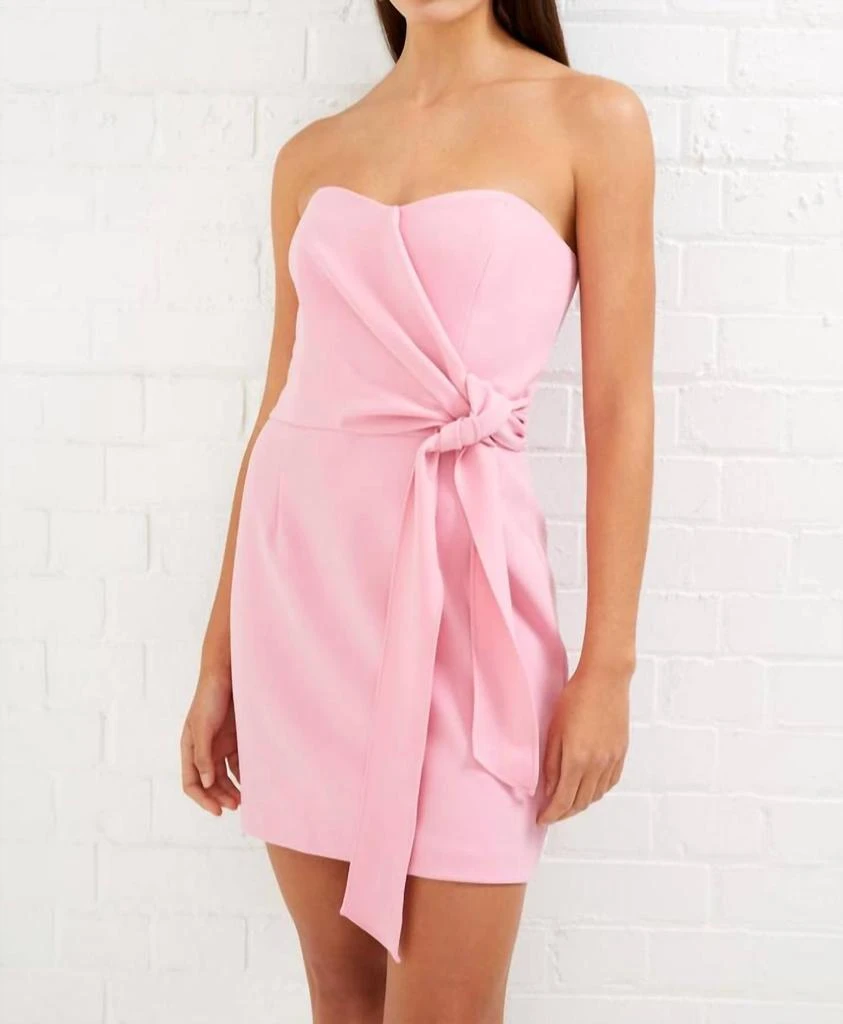 French Connection Whisper Strapless Bow Dress In Pink Sea 1