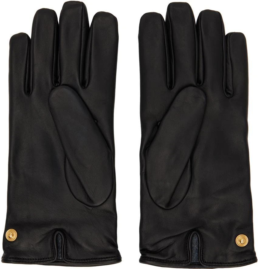 Tom Ford Black Press-Stud Leather Gloves 2