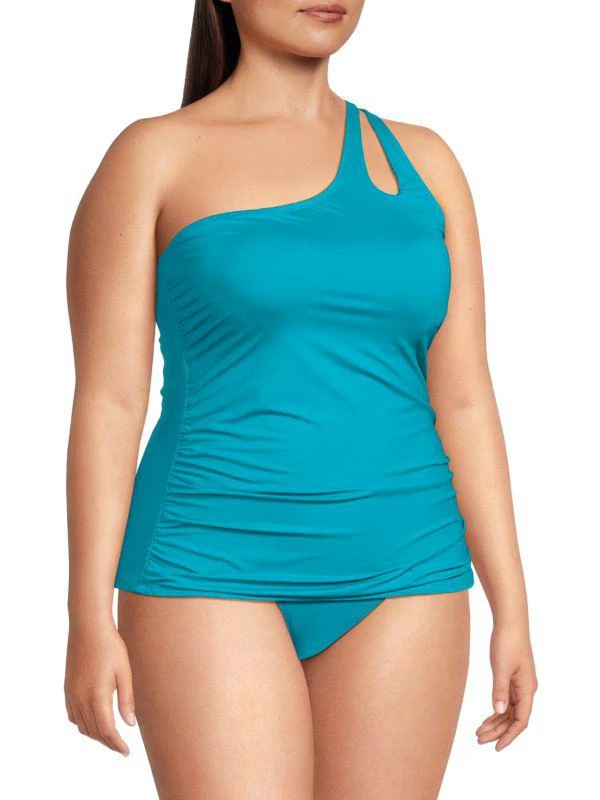 La Blanca Plus Island Goddess One Shoulder Tankini Top 1