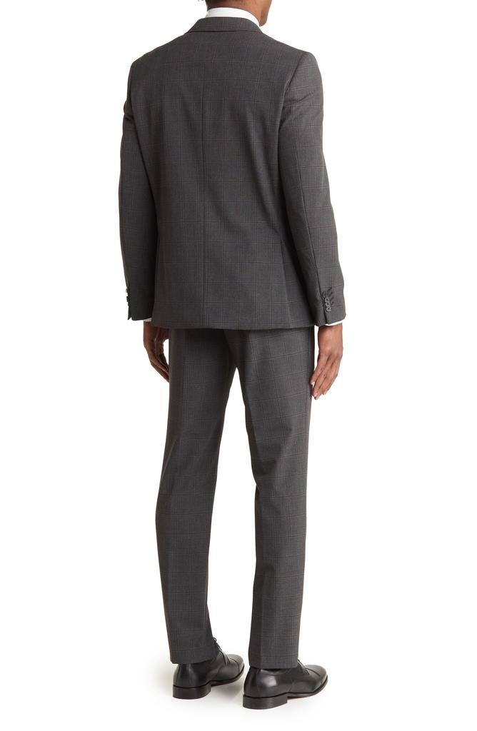 SAVILE ROW CO Charcoal Grey Plaid Notched Lapel Suit