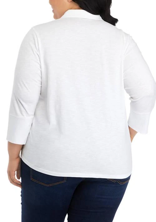 Gloria Vanderbilt Vanderbilt Plus Size Ashten Button Down Knit Top 2