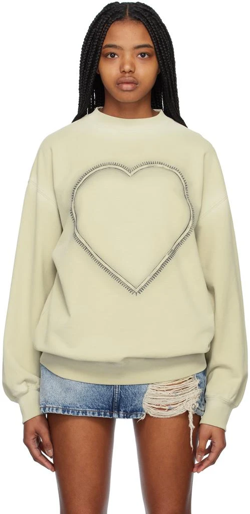 We11done Beige Heart Choker Sweatshirt 1