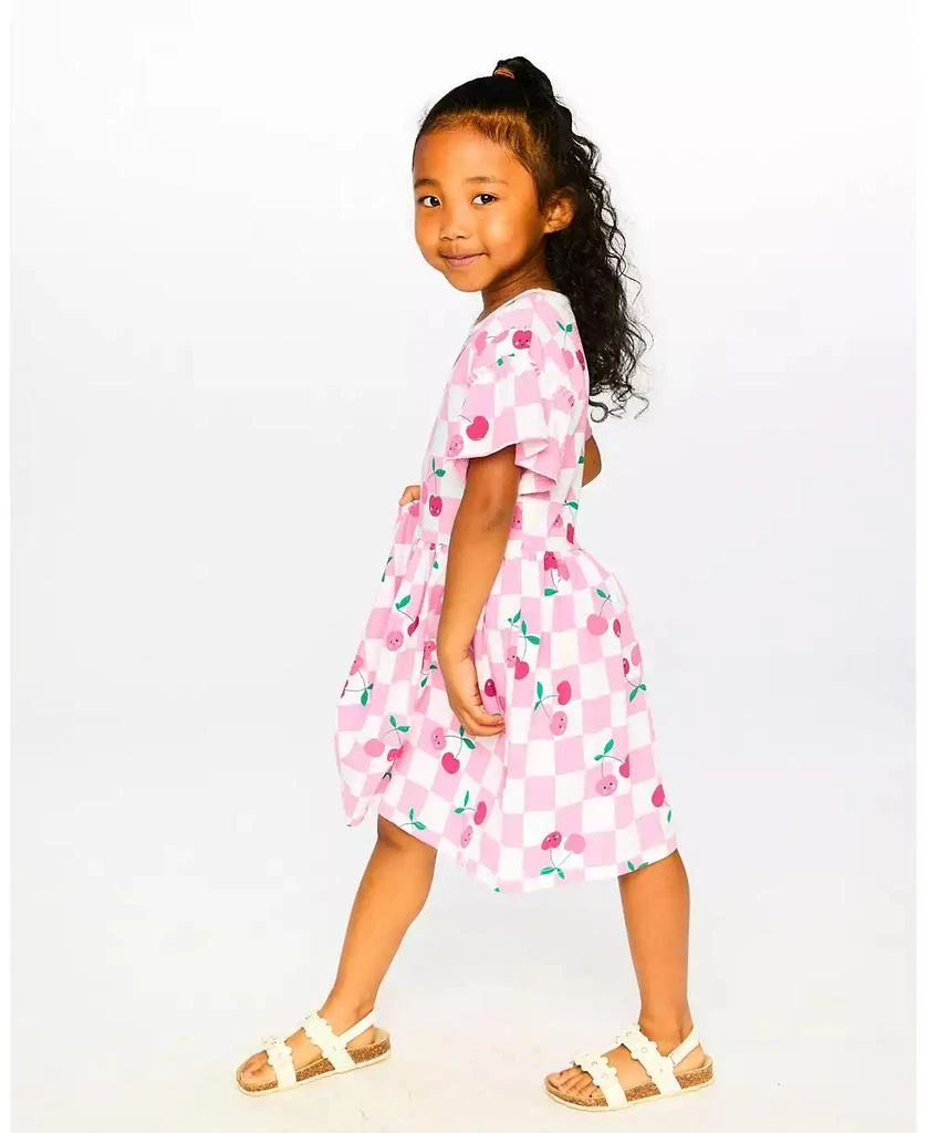 Deux par Deux Big Girls Cotton Jersey Dress Pink Printed Cherries 2