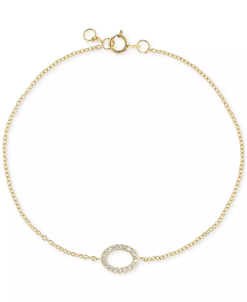Macy
s Cubic Zirconia Oval Charm Chain Bracelet (1/4 ct. t.w.) in 14k Gold over Sterling Silver