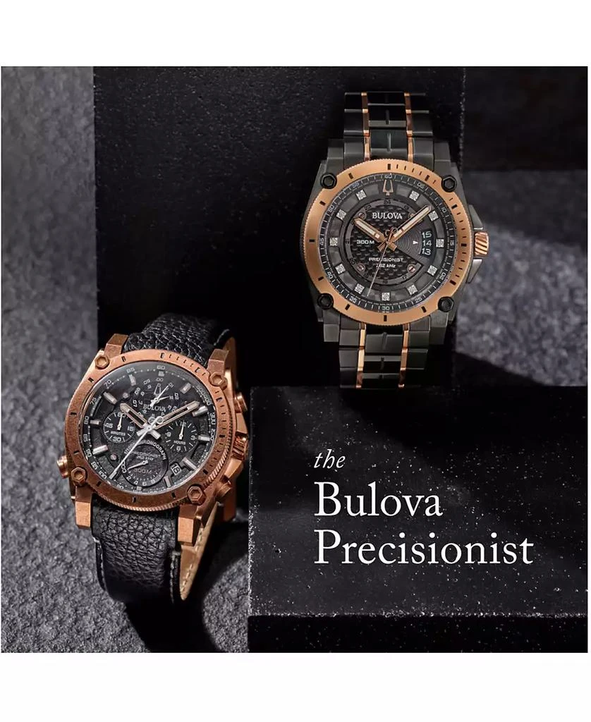 Bulova Men's Precisionist Champlain Diamond-Accent Gray & Rose Gold-Tone Stainless Steel Bracelet Watch 46.5mm 4