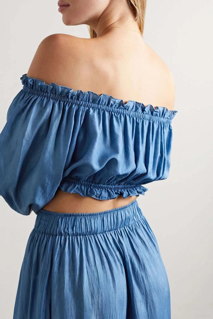 Cara Cara Shelby cropped gathered tie-dyed silk-crepe top 3