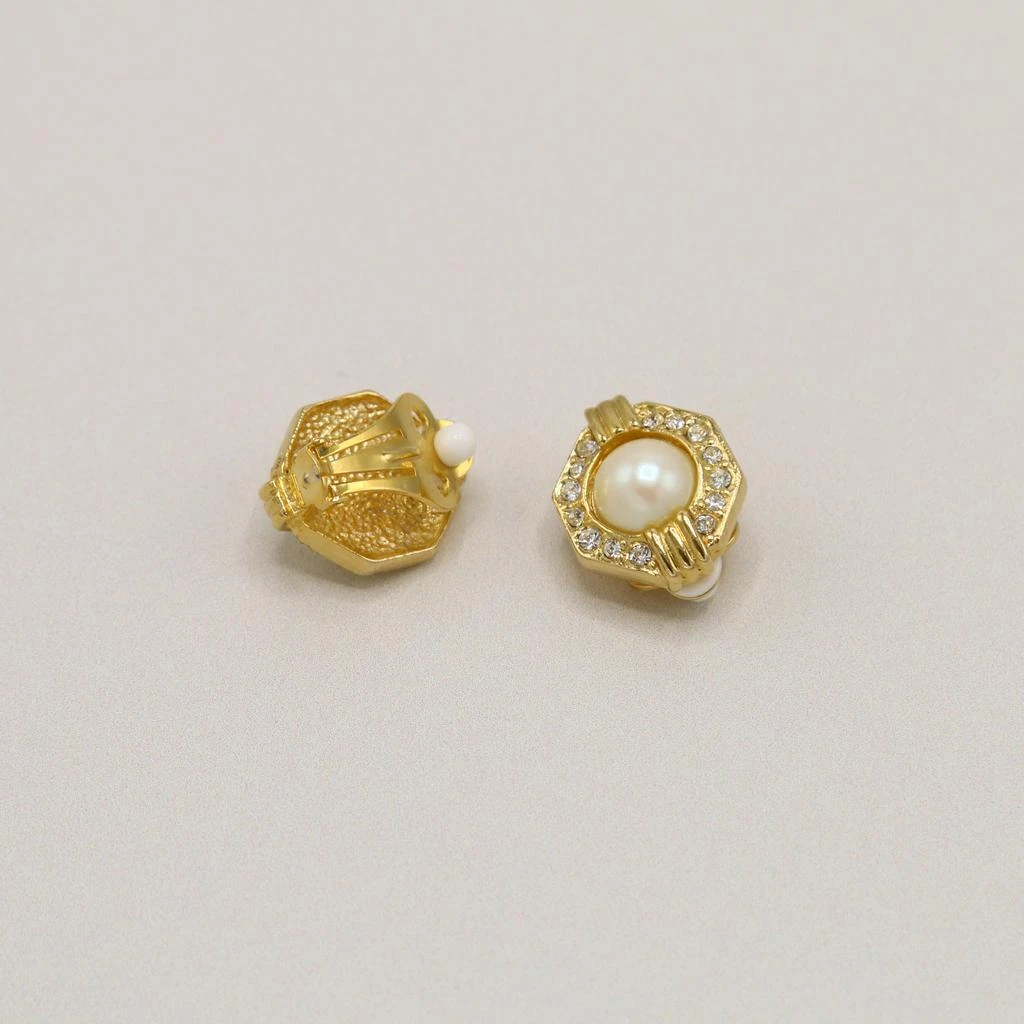 Orelia Vintage Vintage Geometric Pearl & Crystal Clip On Earrings 2